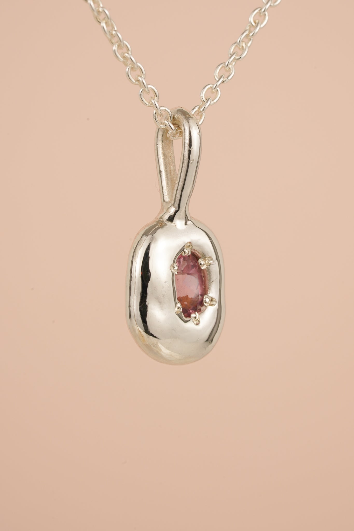 Organic pendant with pink tourmaline