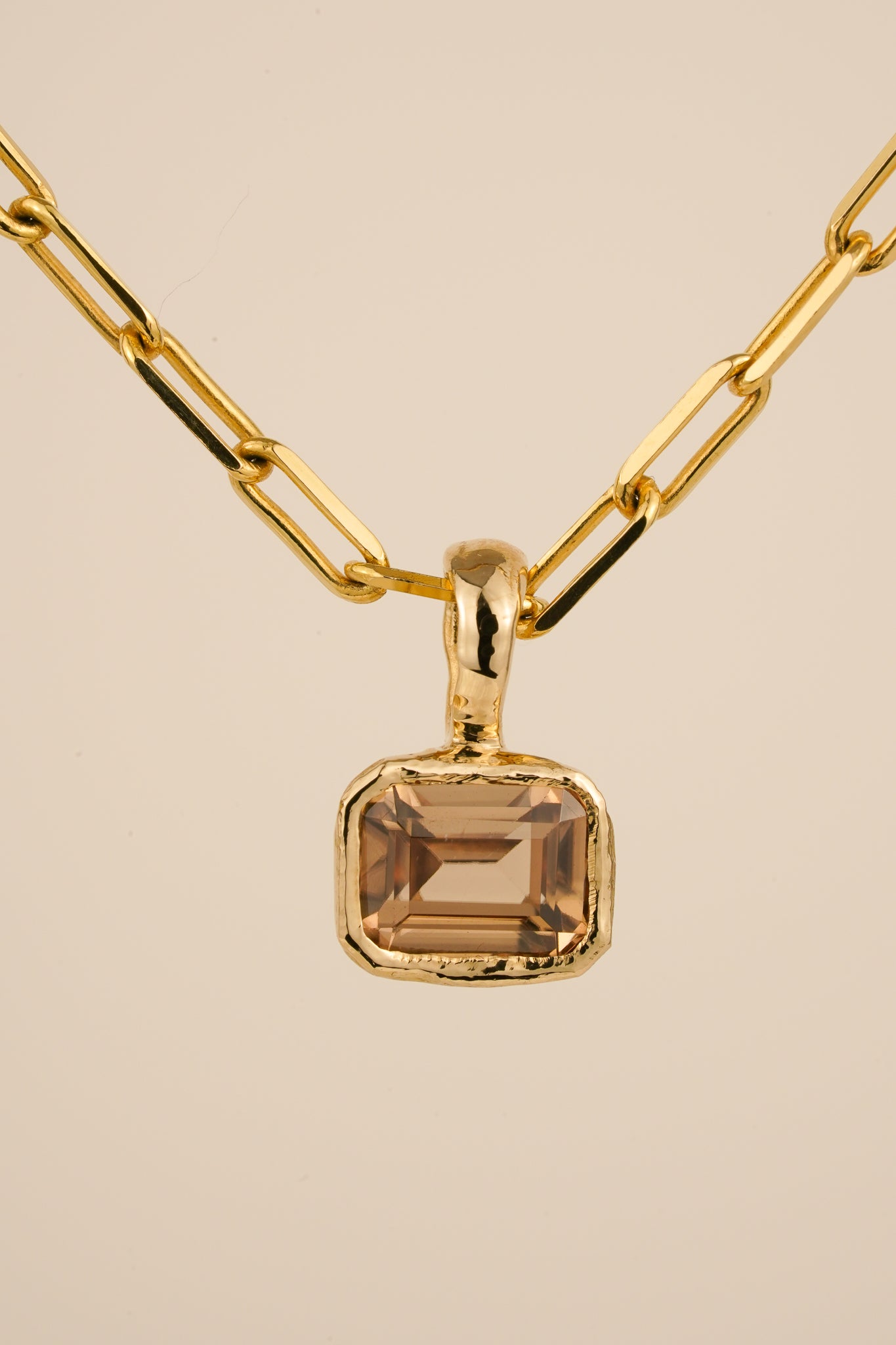 Solid gold champagne zircon pendant