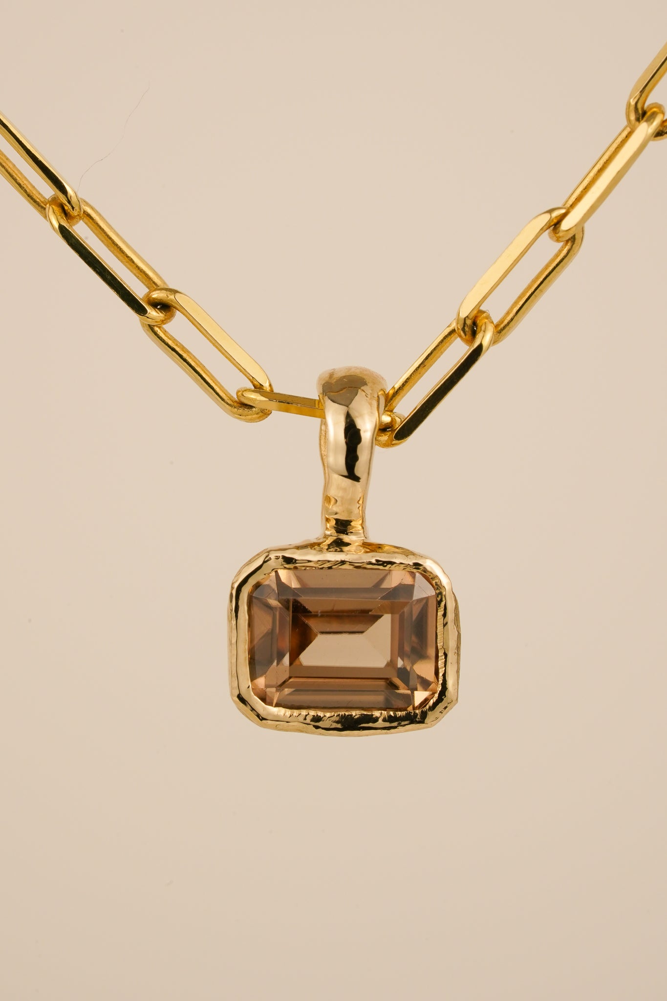 Solid gold champagne zircon pendant