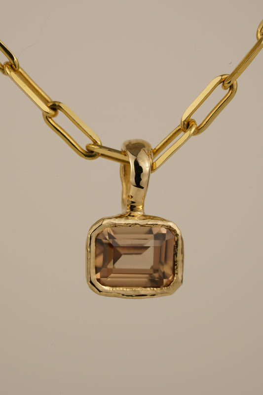 Solid gold champagne zircon pendant