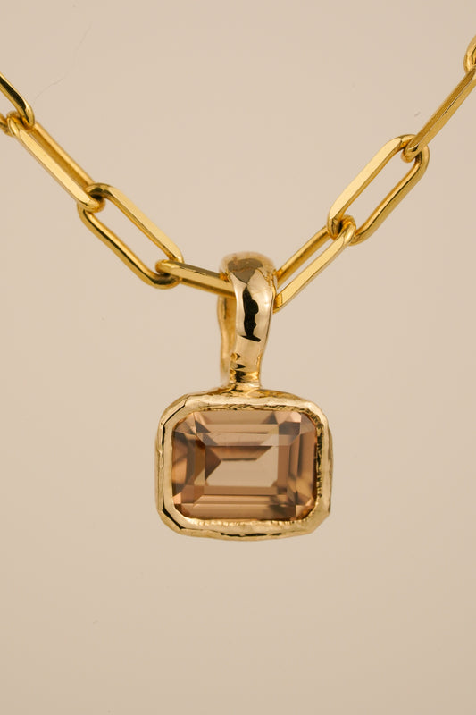Solid gold champagne zircon pendant