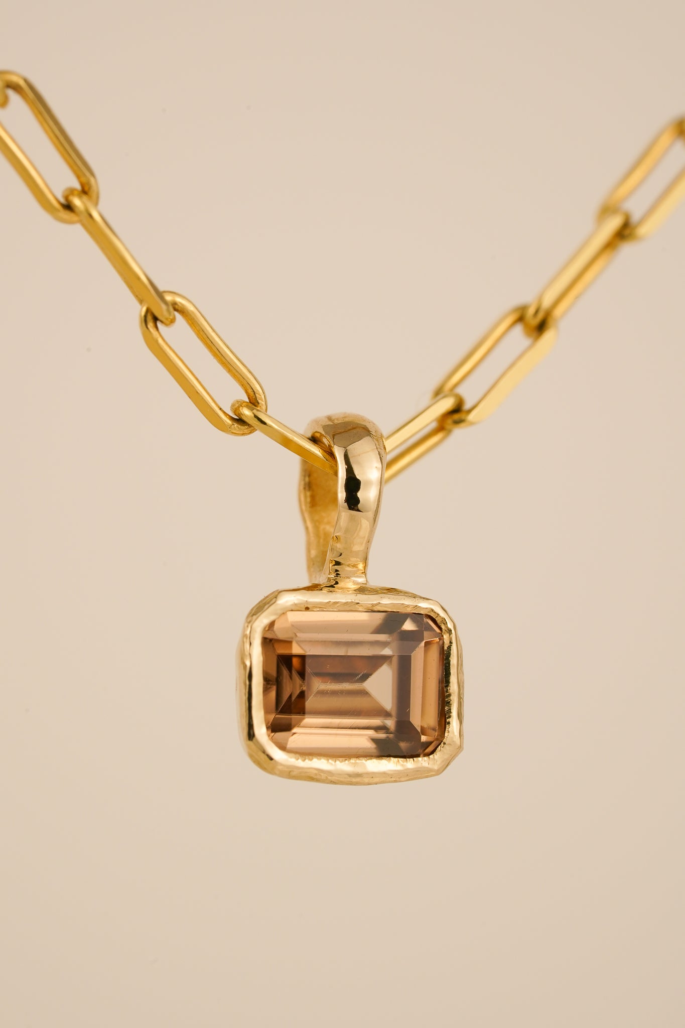 Solid gold champagne zircon pendant