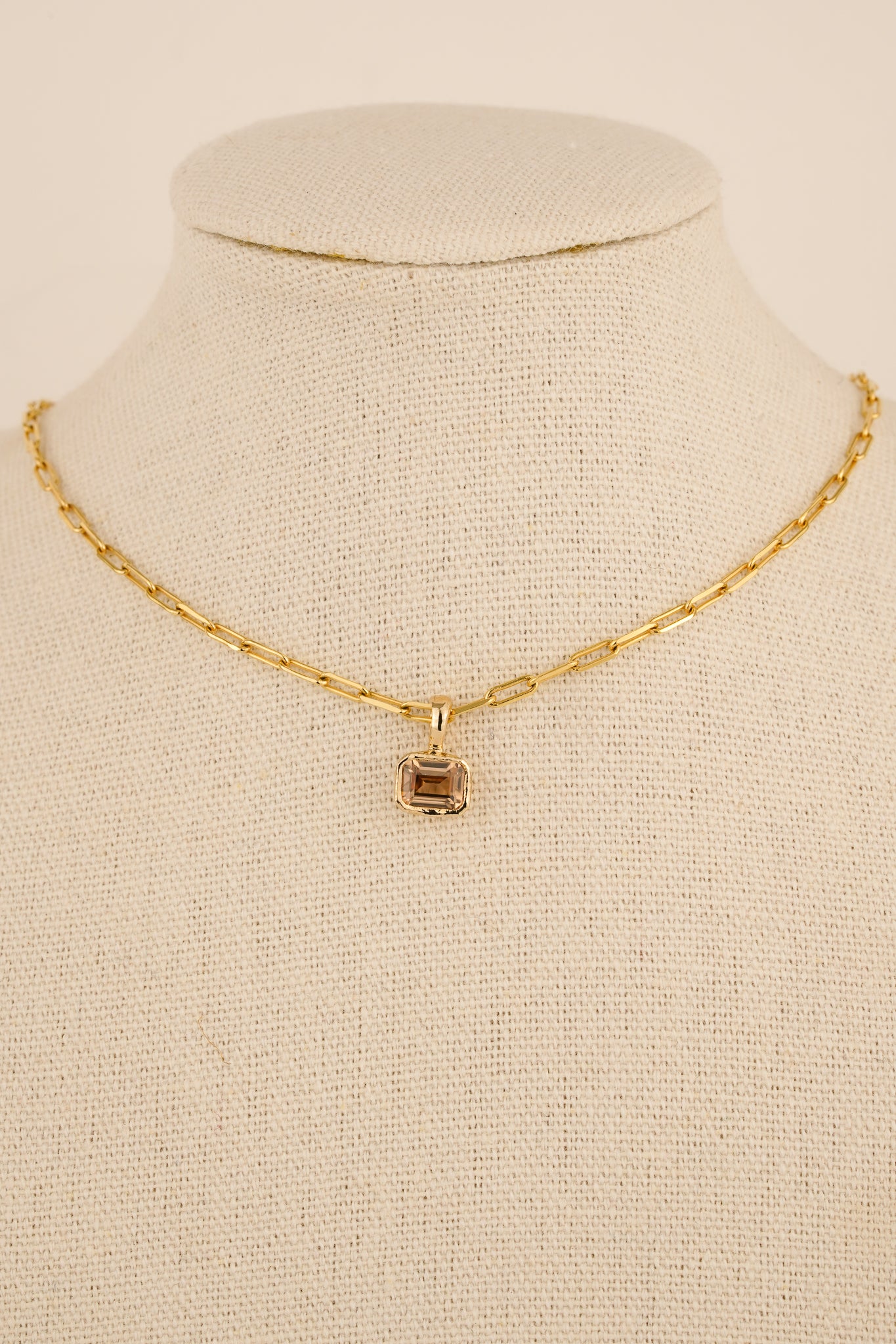 Solid gold champagne zircon pendant