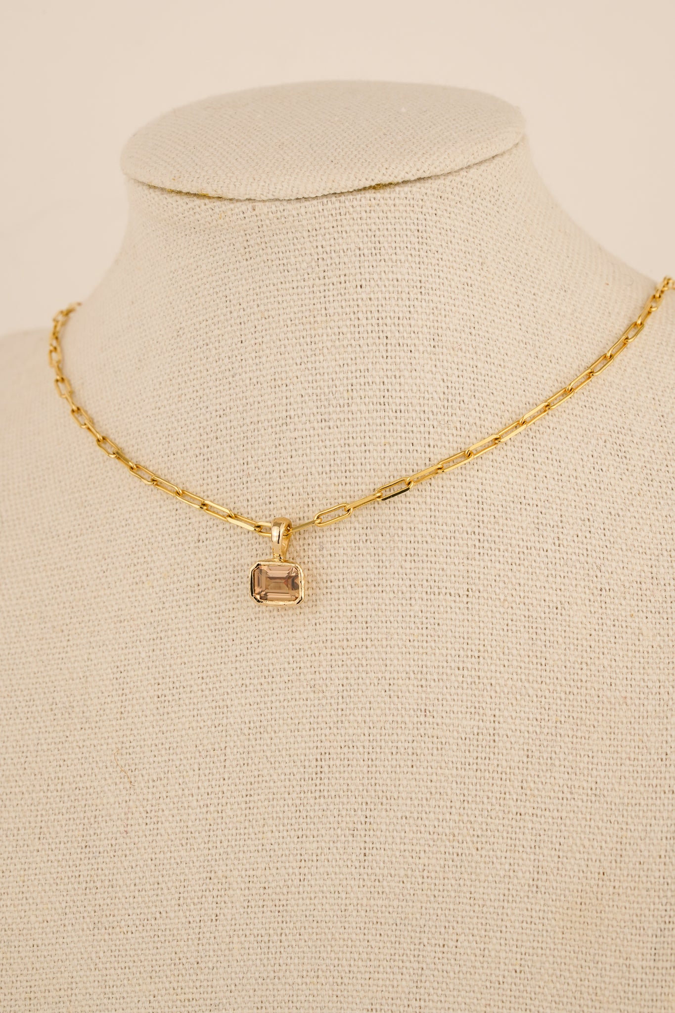 Solid gold champagne zircon pendant