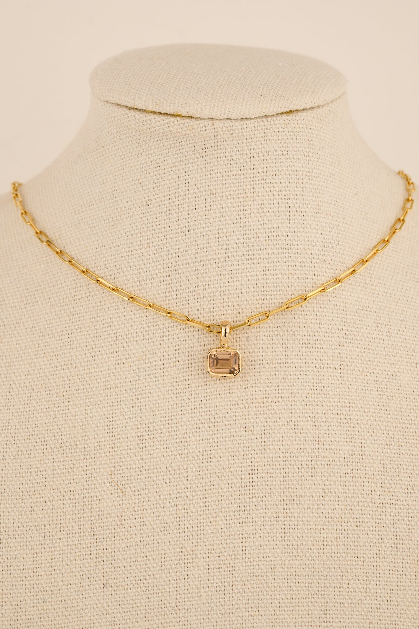 Solid gold champagne zircon pendant