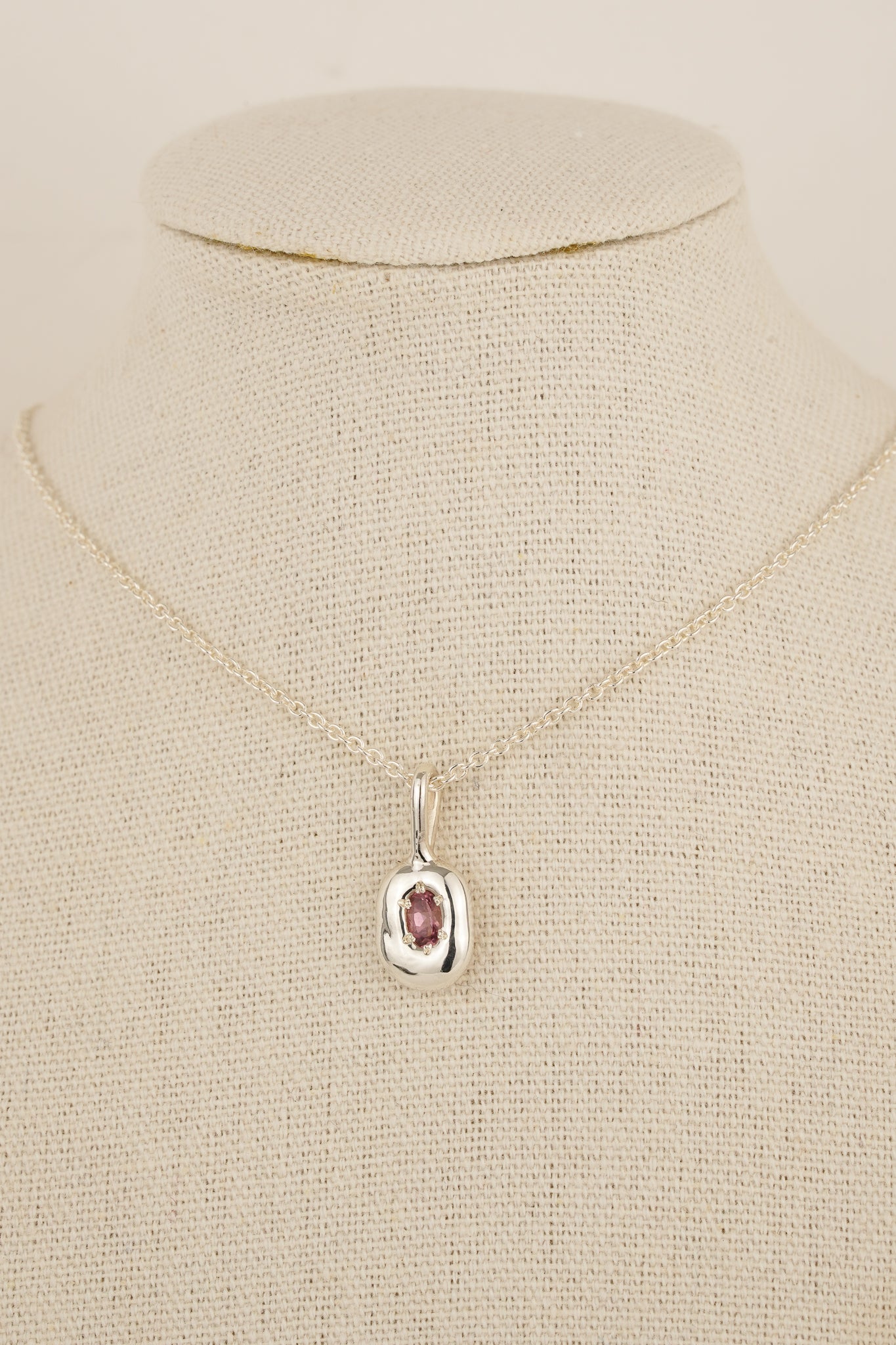 Organic pendant with pink tourmaline
