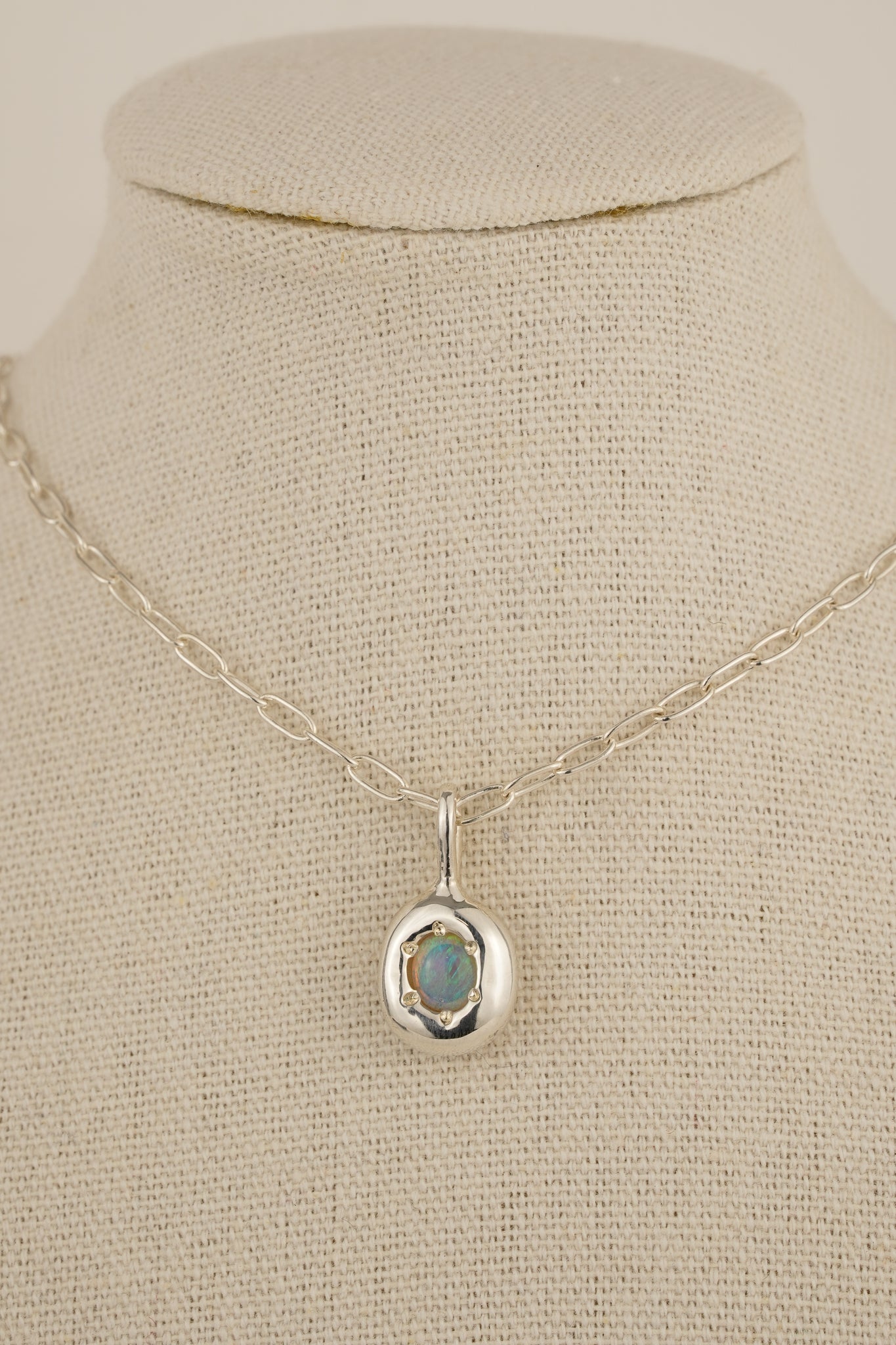 Organic blue/green crystal opal pendant