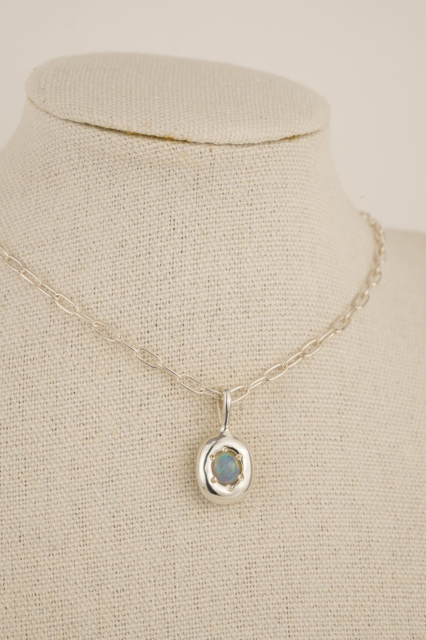 Organic blue/green crystal opal pendant
