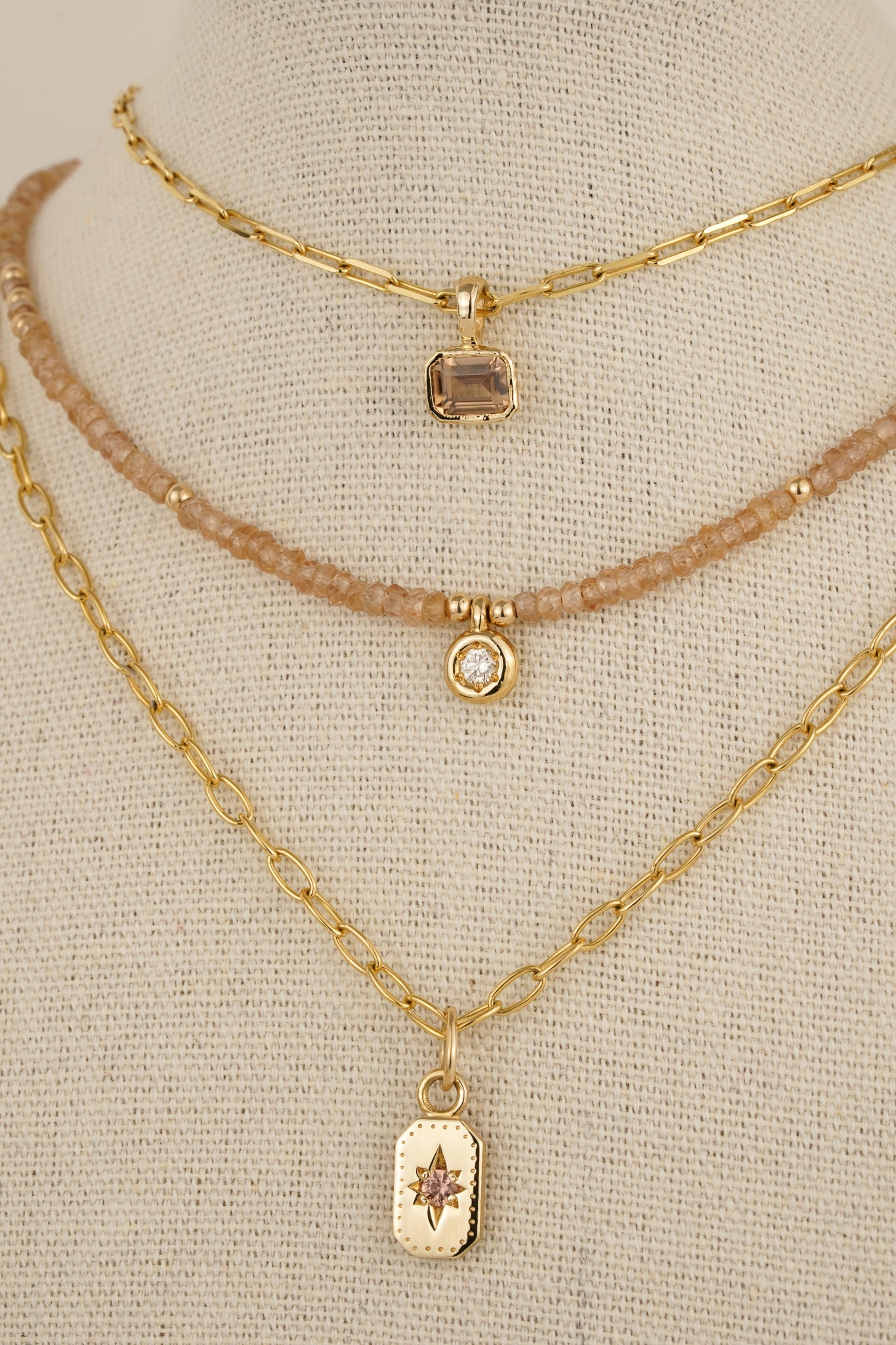 Solid gold champagne zircon pendant