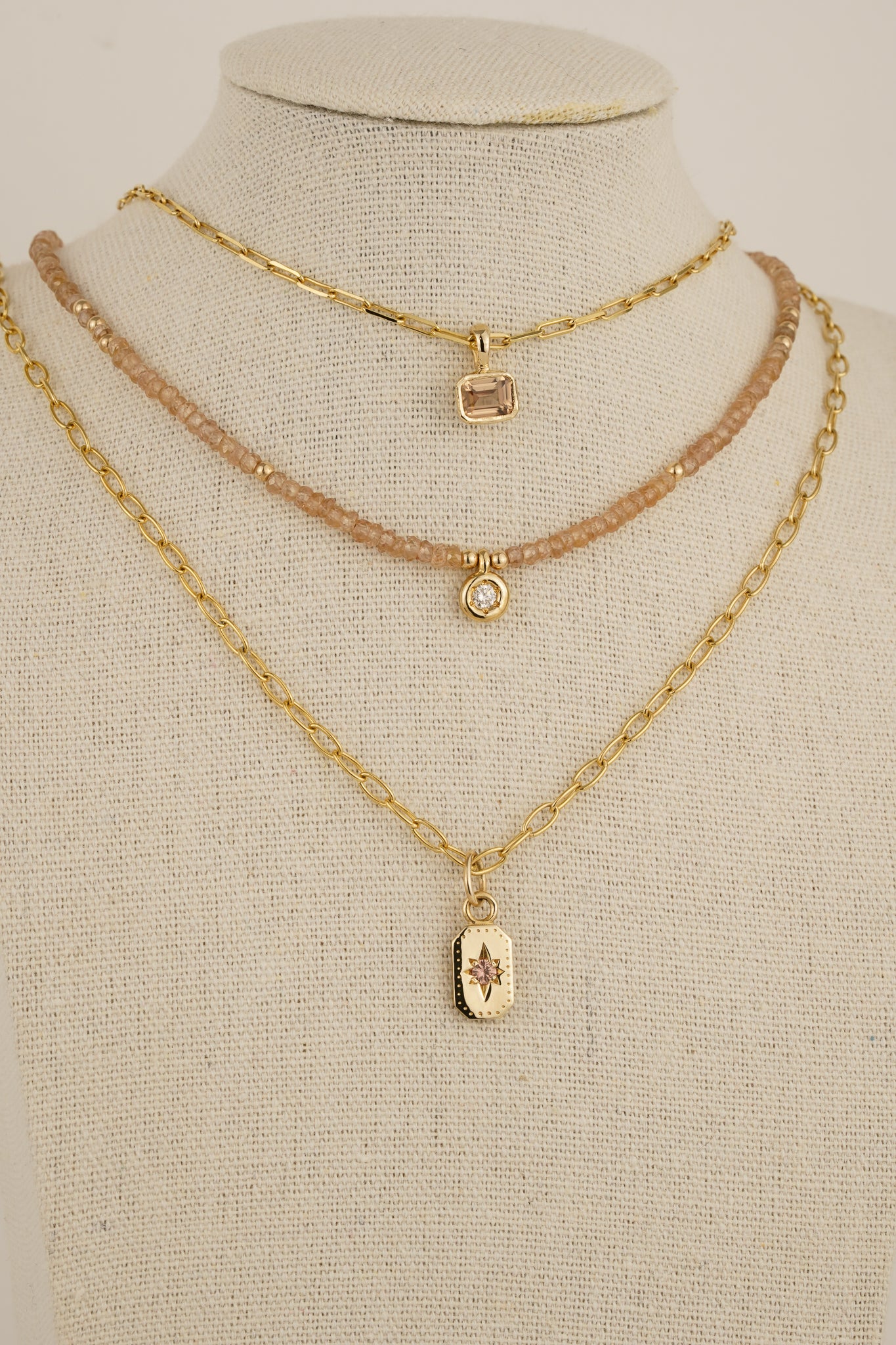 Solid gold champagne zircon pendant