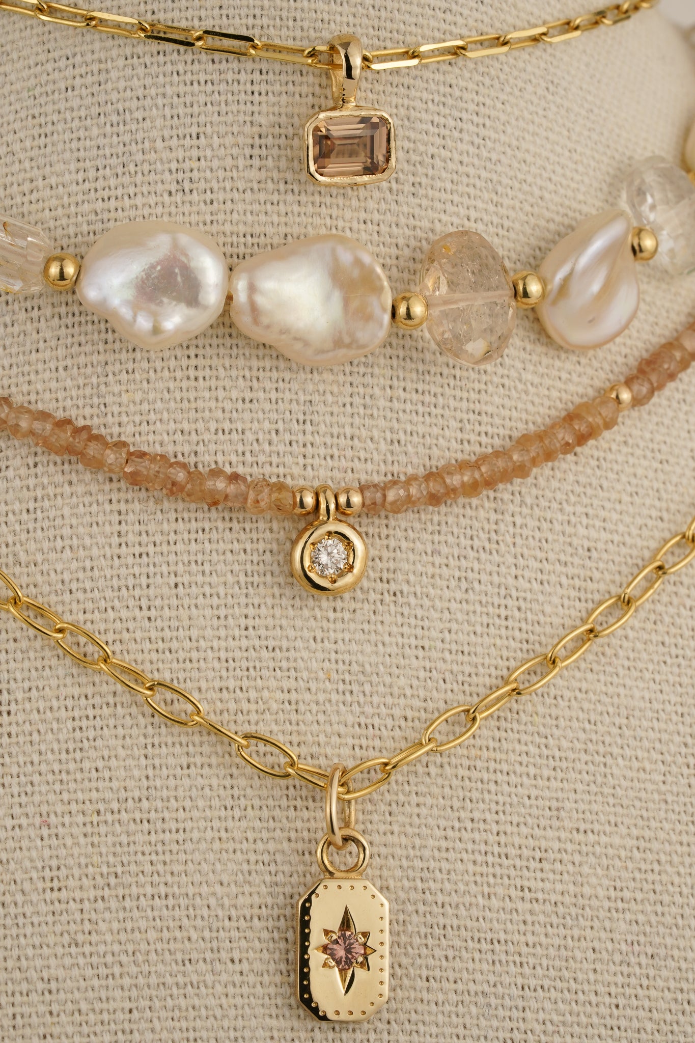 Solid gold champagne zircon pendant