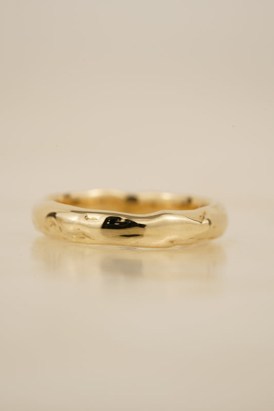 Solid gold molten pinky ring - Size F - IN STOCK