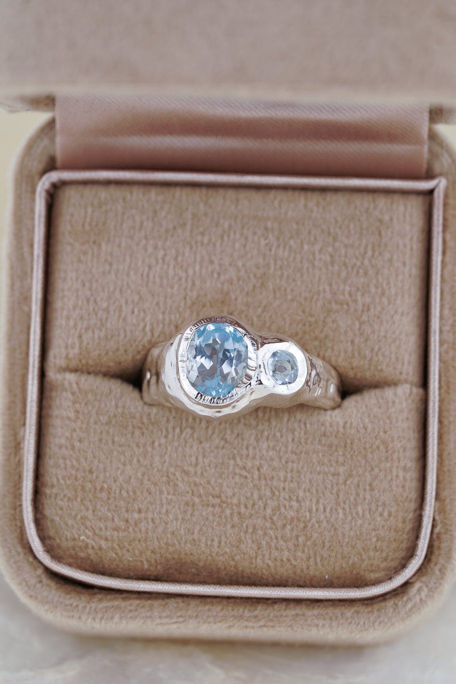 Blue topaz two stone ring