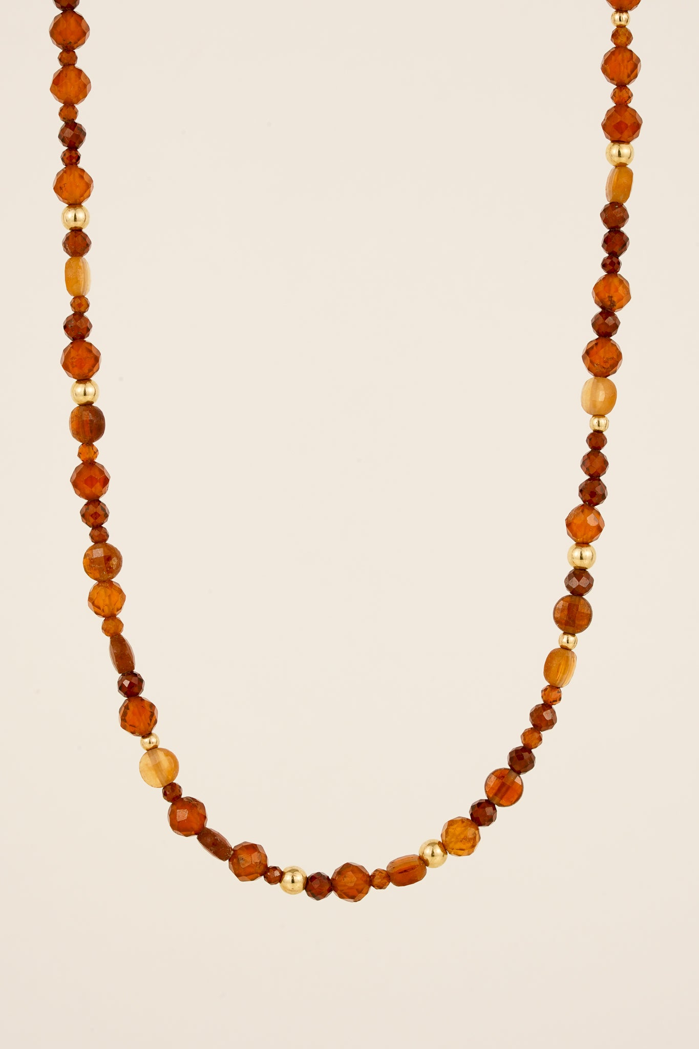 Mixed garnet beaded necklace - gold mix 1