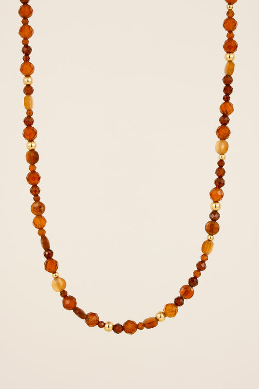 Mixed garnet beaded necklace - gold mix 1