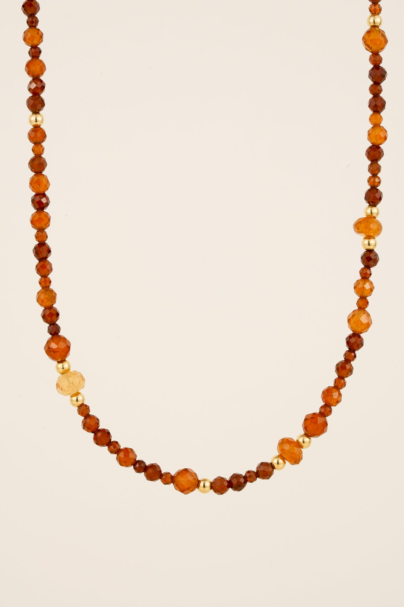 Mixed garnet beaded necklace - gold mix 2