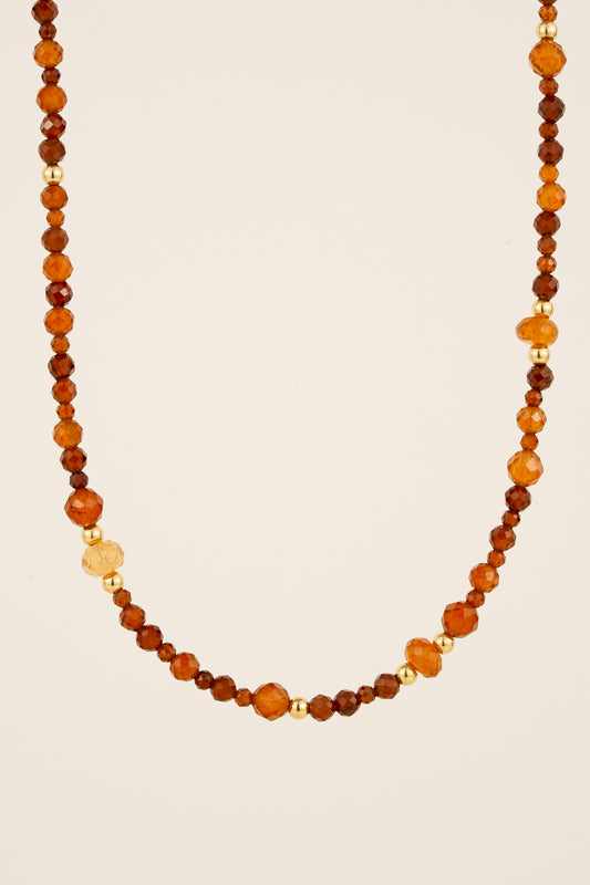 Mixed garnet beaded necklace - gold mix 2