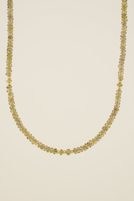 Colour-change garnet beaded necklace - gold