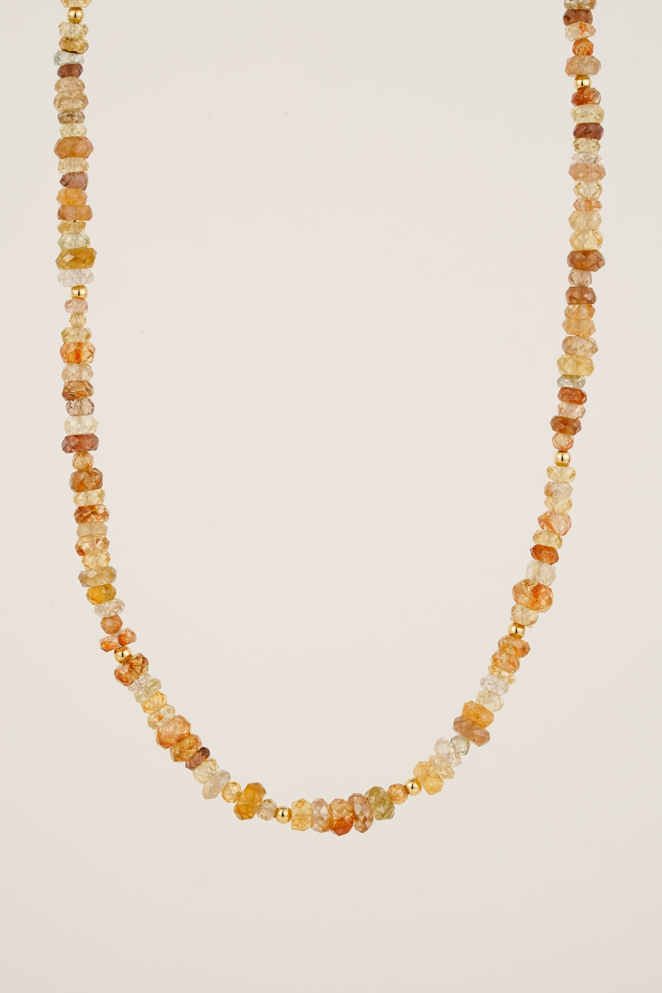 Mixed zircon beaded necklace - gold
