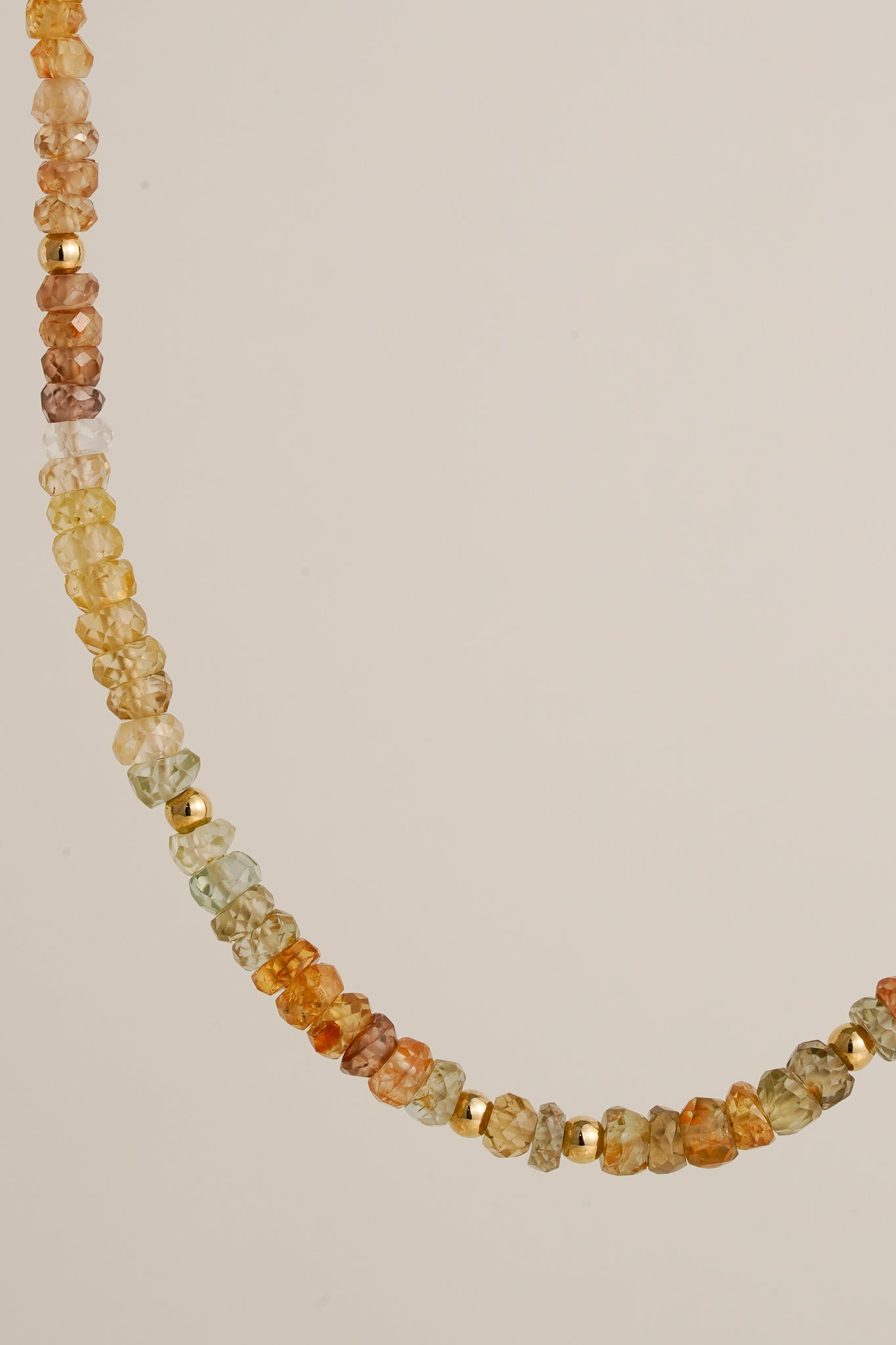 Mixed zircon ombre beaded necklace - gold