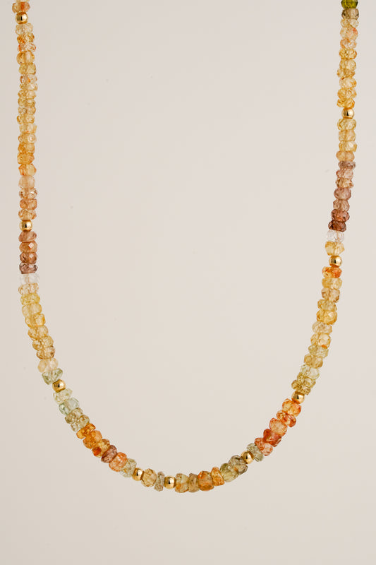 Mixed zircon ombre beaded necklace - gold