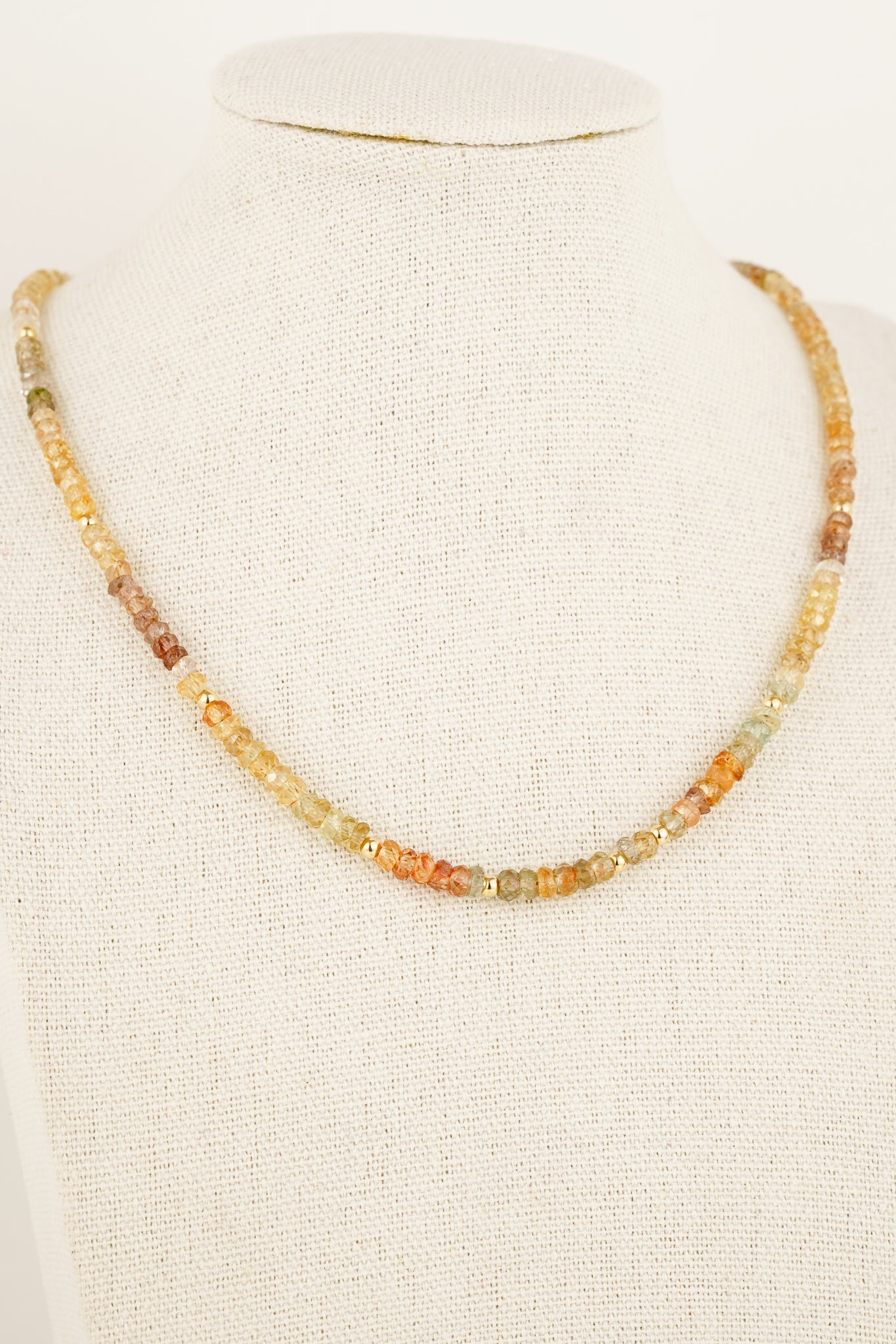 Mixed zircon ombre beaded necklace - gold