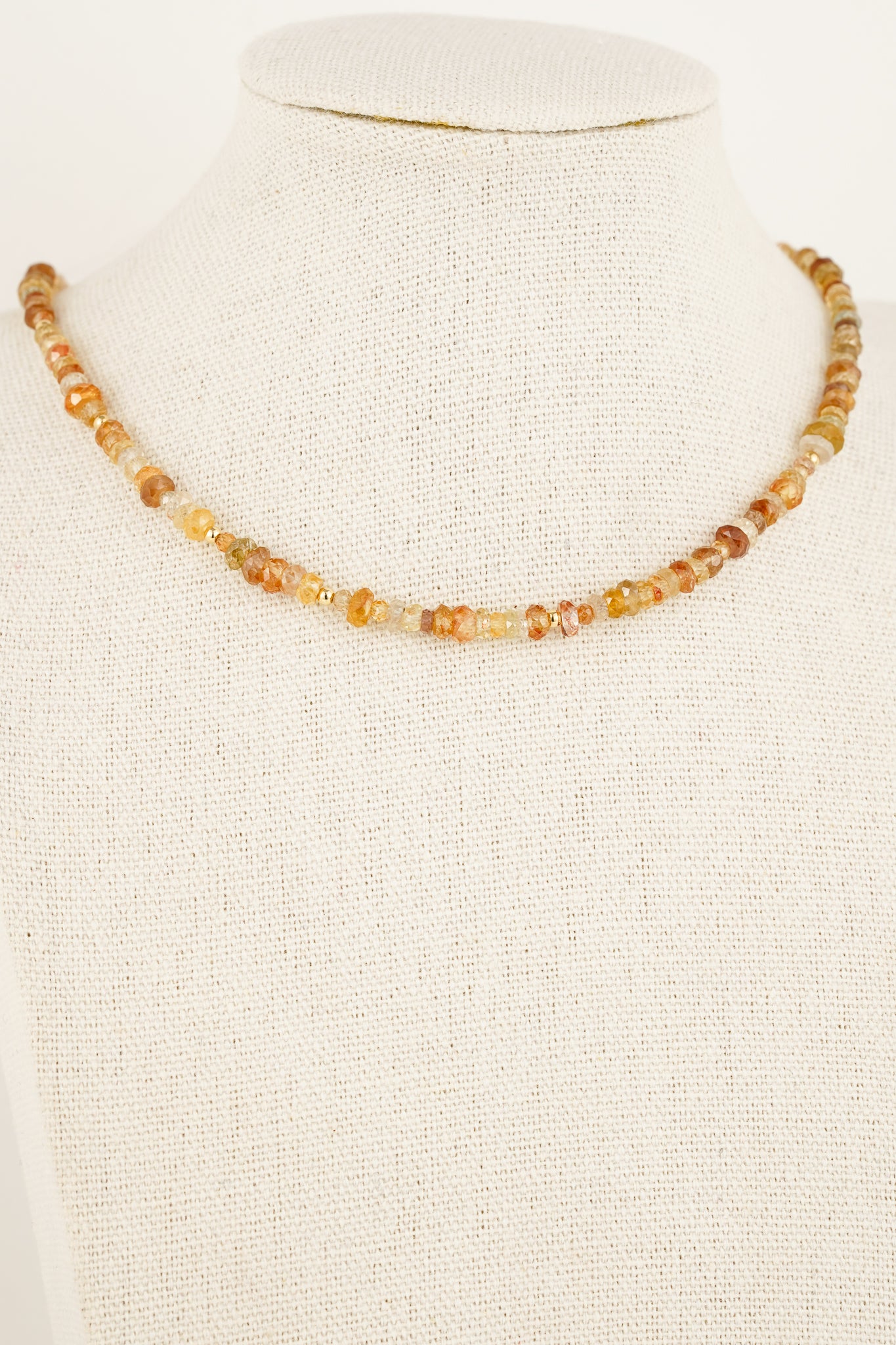 Mixed zircon beaded necklace - gold