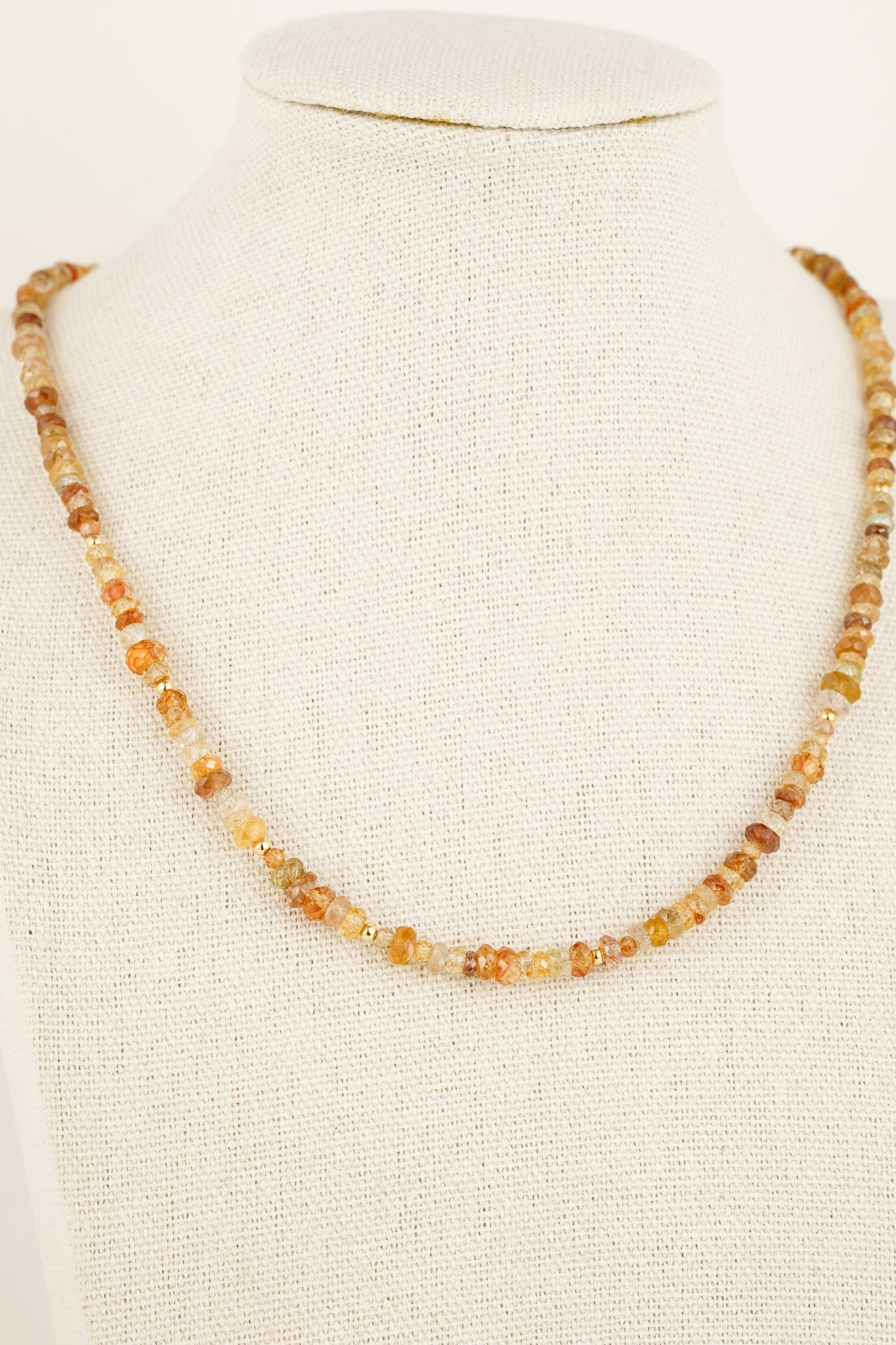 Mixed zircon beaded necklace - gold