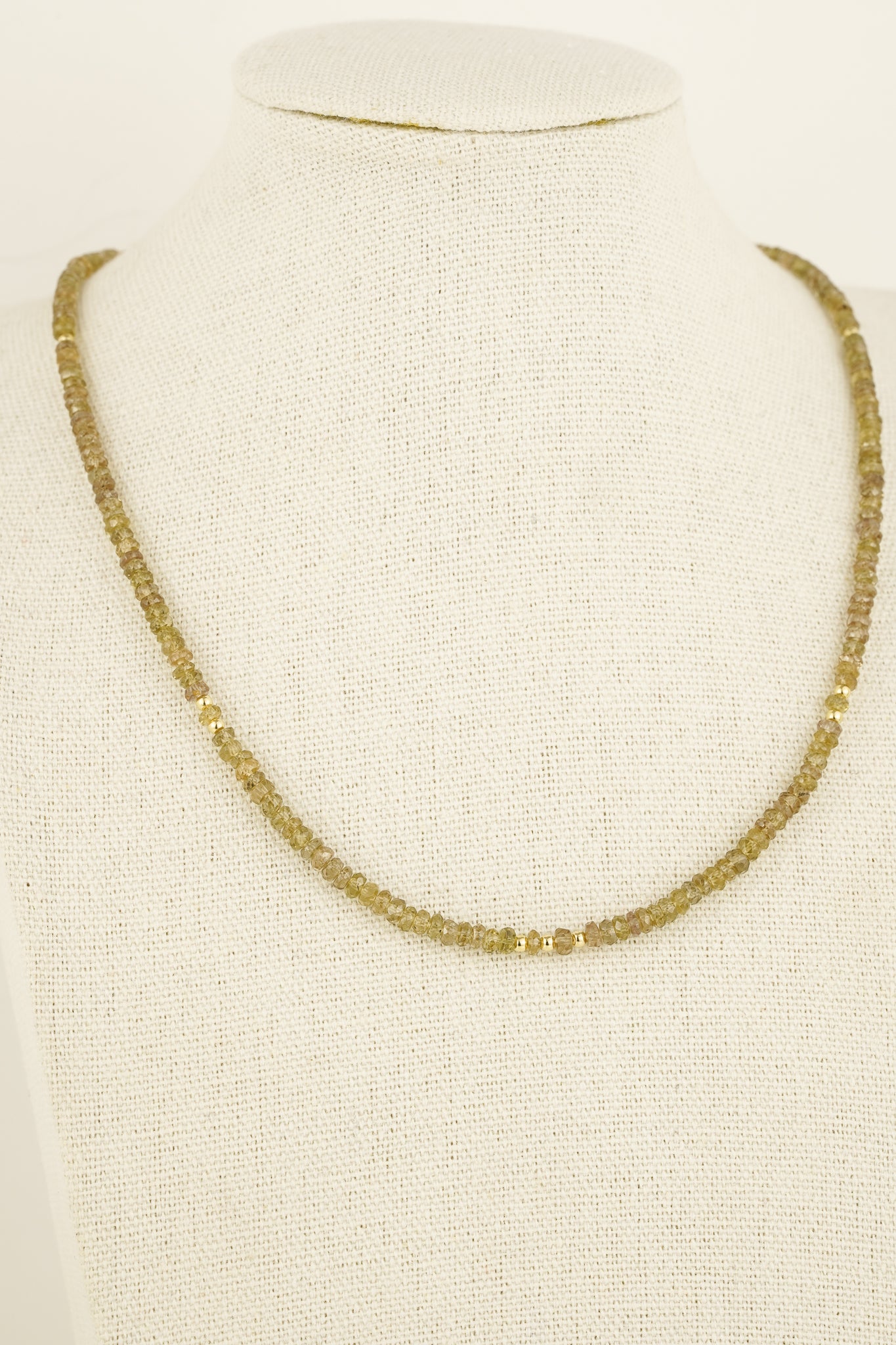 Colour-change garnet beaded necklace - gold