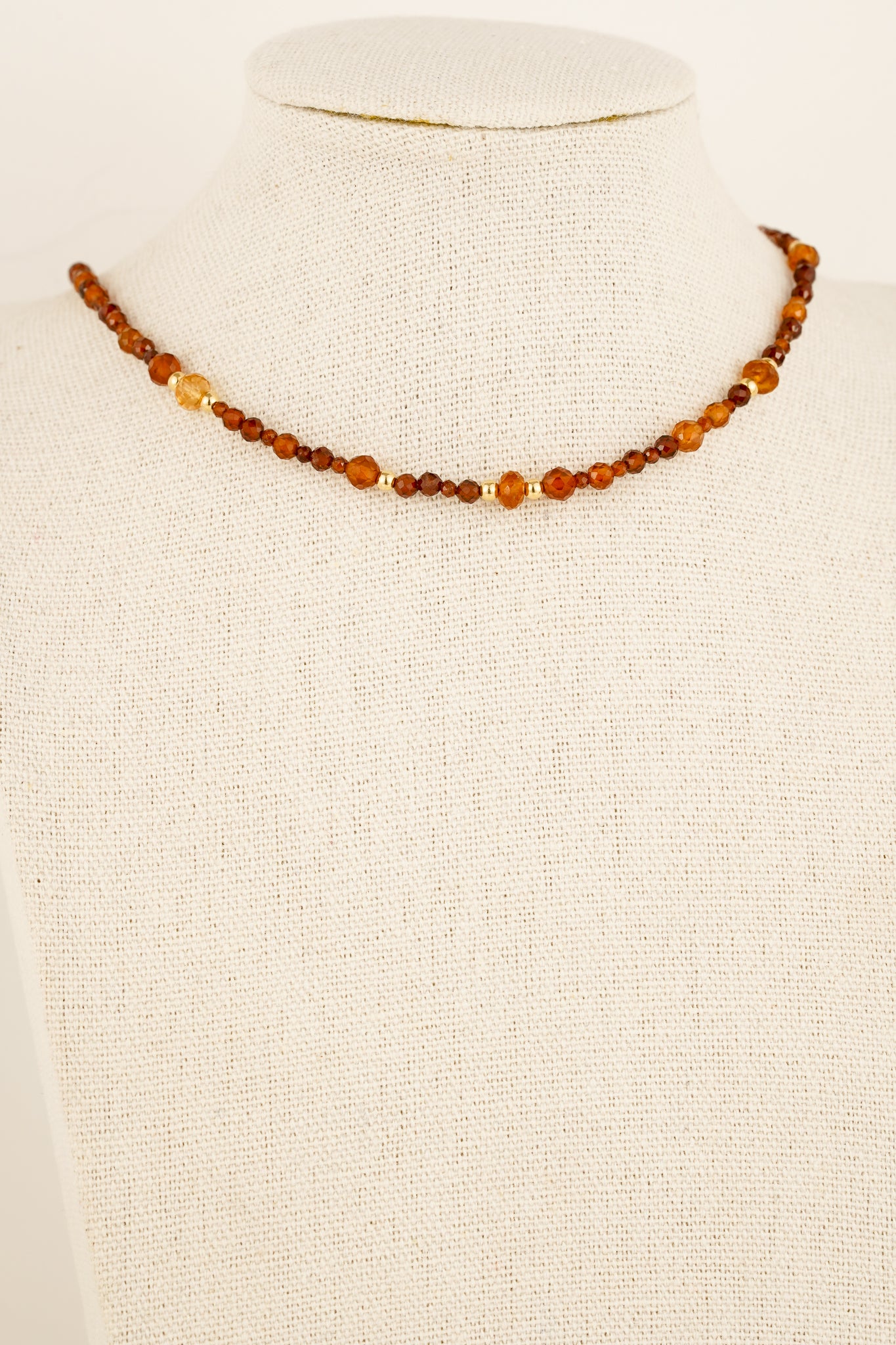 Mixed garnet beaded necklace - gold mix 2