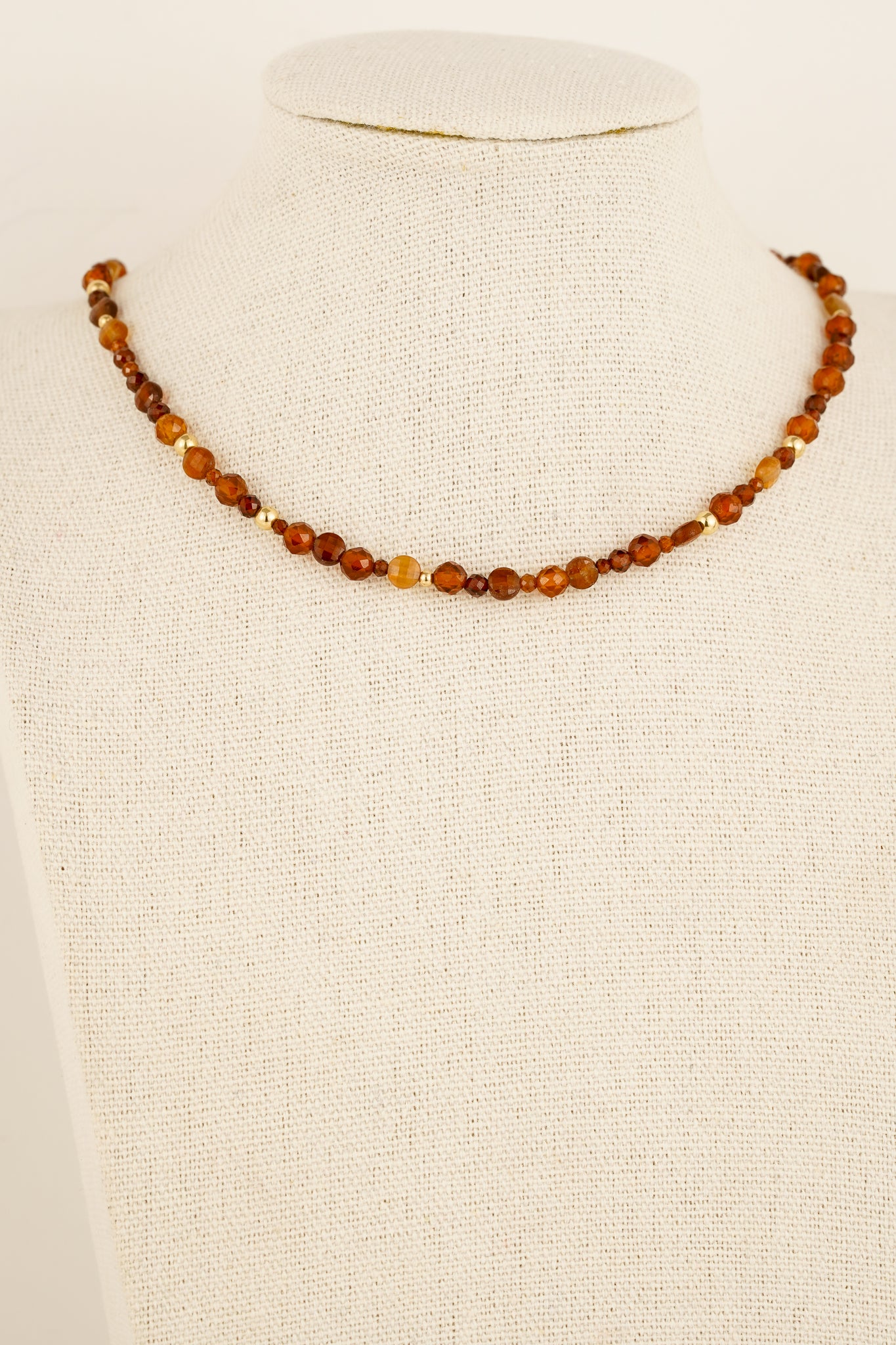 Mixed garnet beaded necklace - gold mix 1