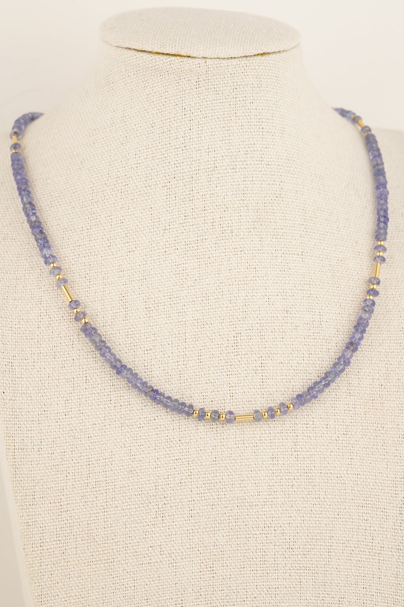 Tanzanite beaded necklace - gold