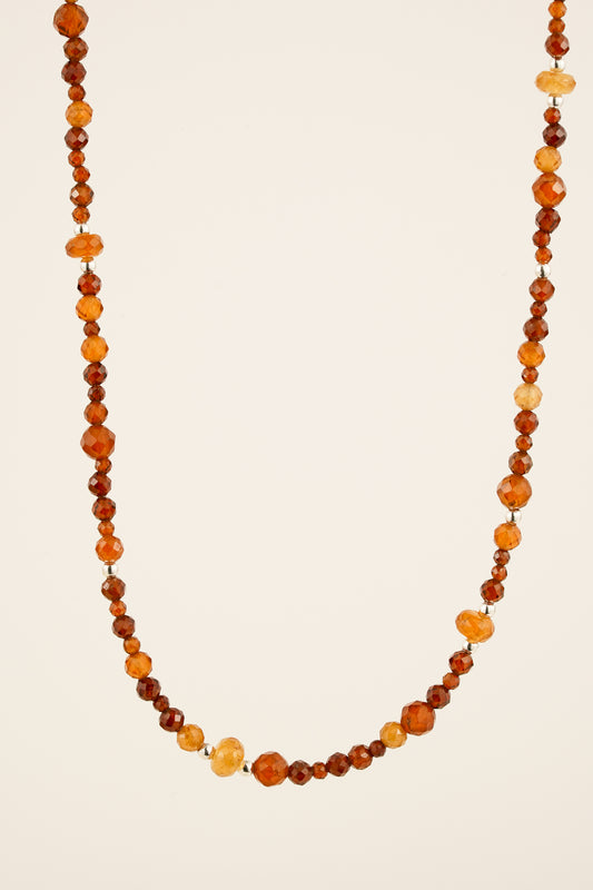 Mixed garnet beaded necklace - Silver