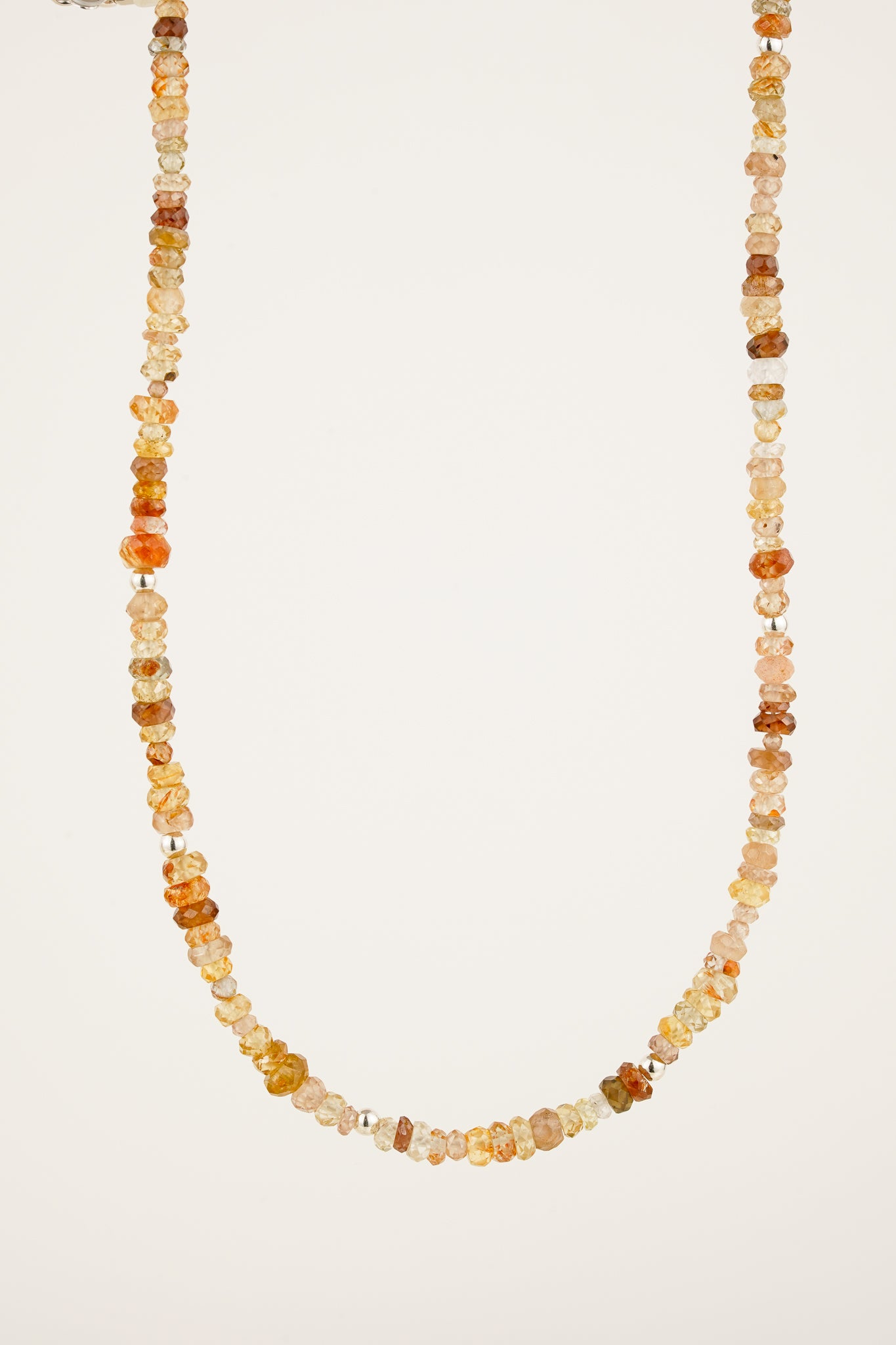 Mixed zircon beaded necklace - silver