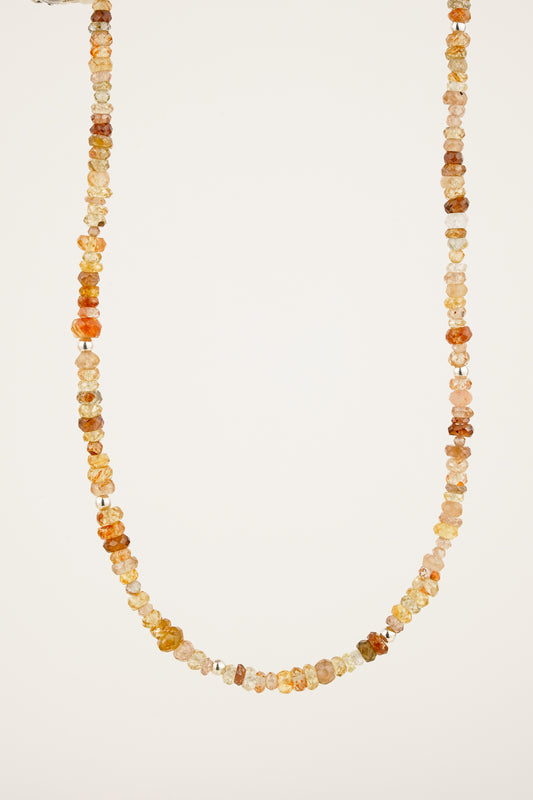 Mixed zircon beaded necklace - silver