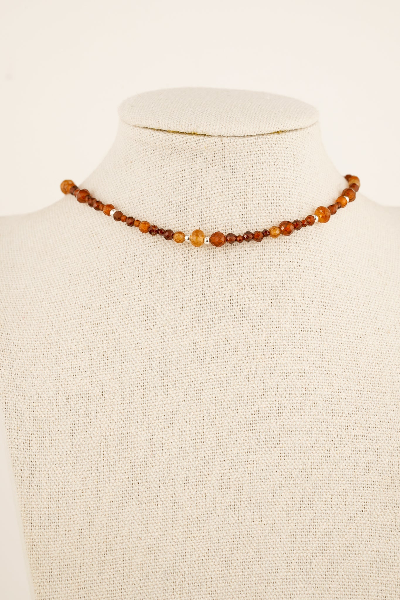 Mixed garnet beaded necklace - Silver