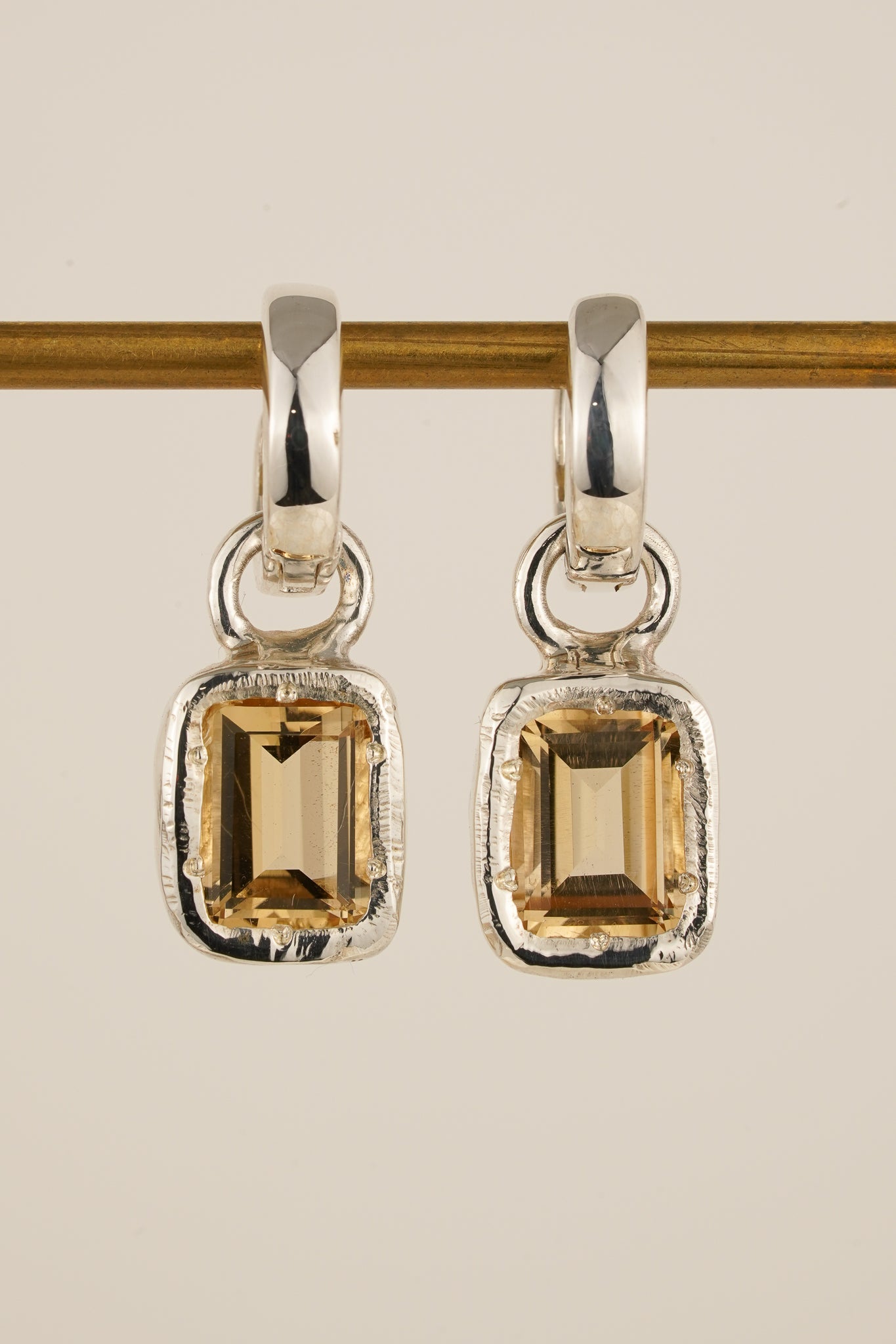 Champagne quartz earring charms