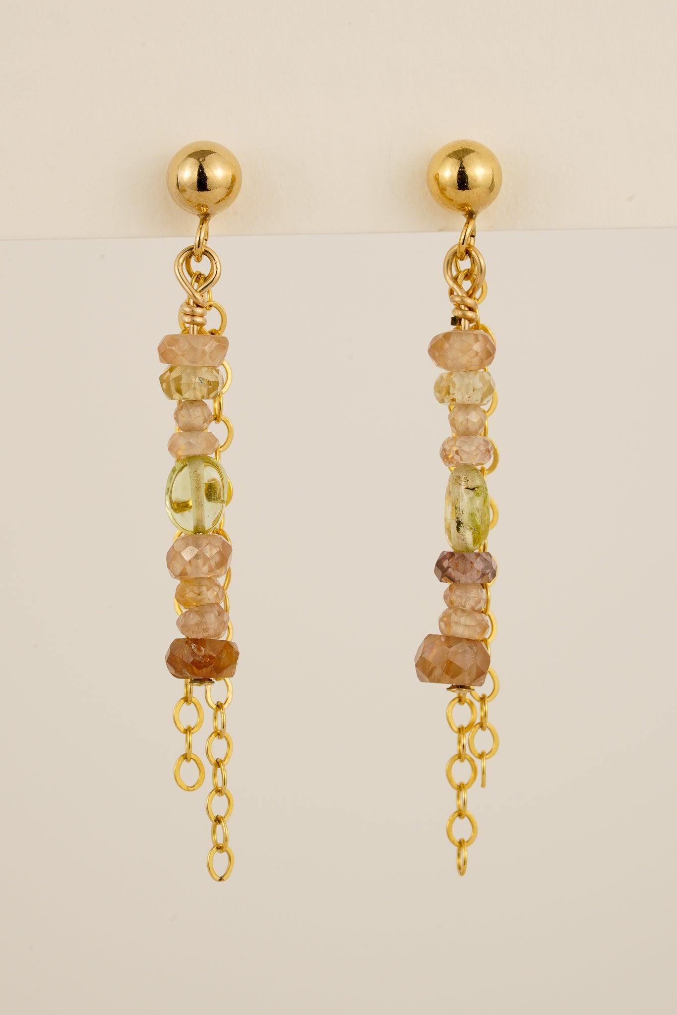 Mixed zircon & chain studs - gold-filled