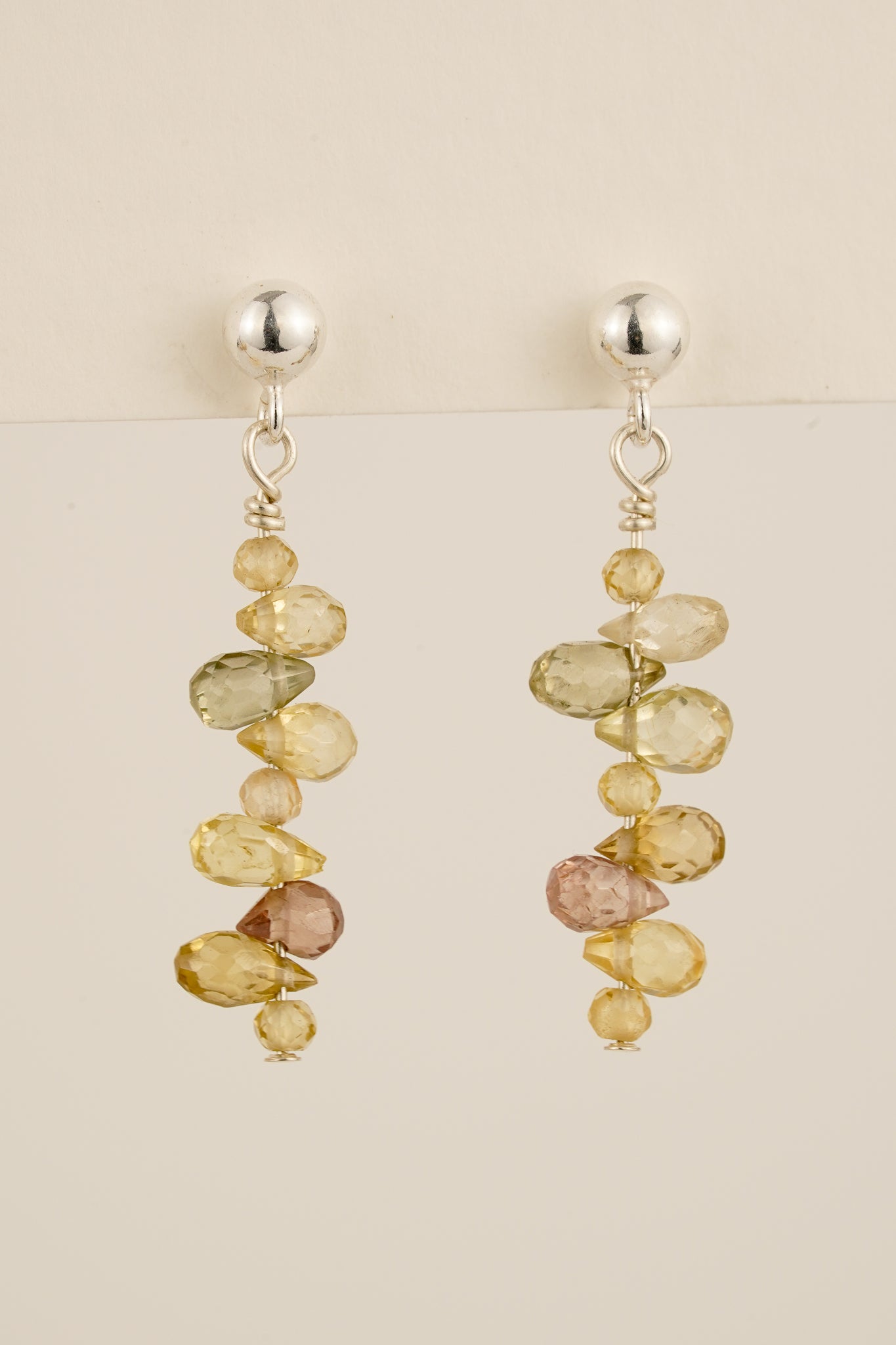 Mixed zircon droplet studs - silver