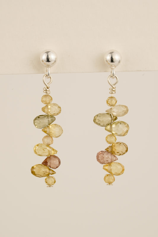 Mixed zircon droplet studs - silver