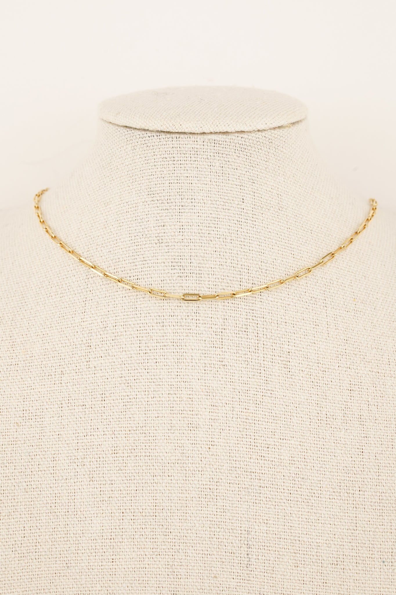 Solid gold chain - 2.1mm hammered paperclip - 45cm