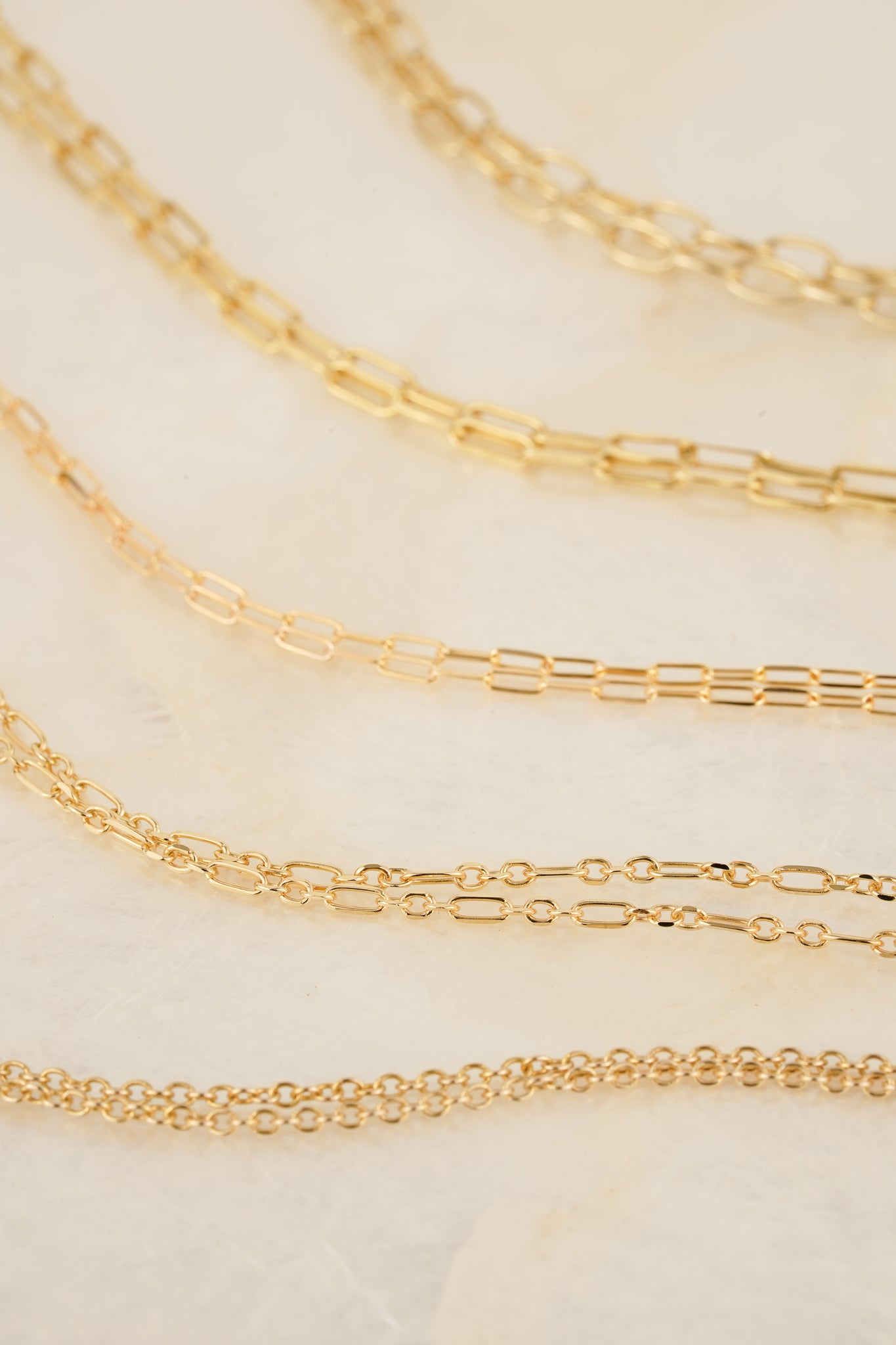 Solid gold chain - 1.5mm hammered 3+1 cable - 50cm