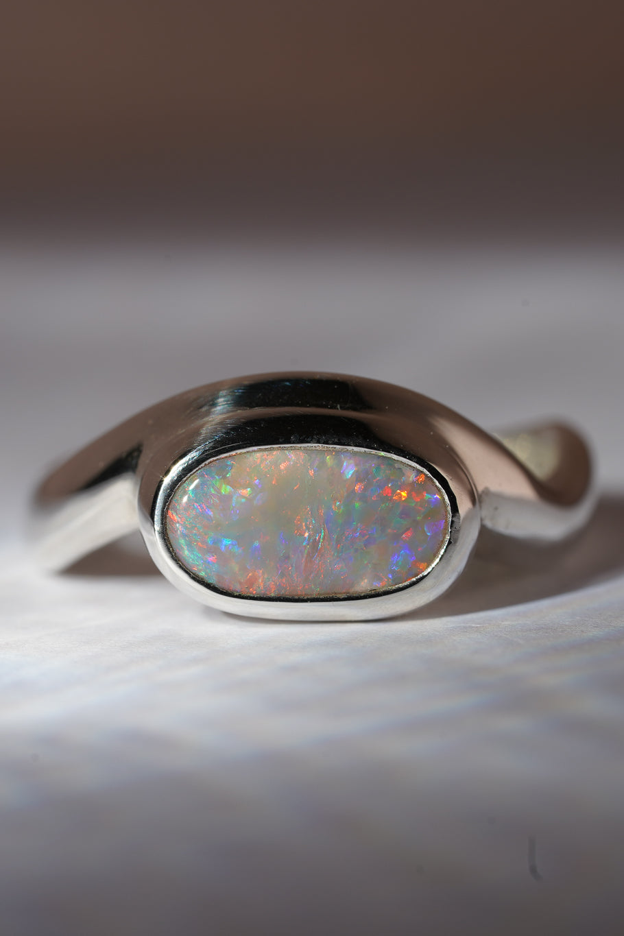 Pink opal wave ring