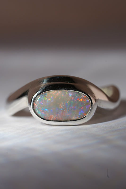 Pink opal wave ring