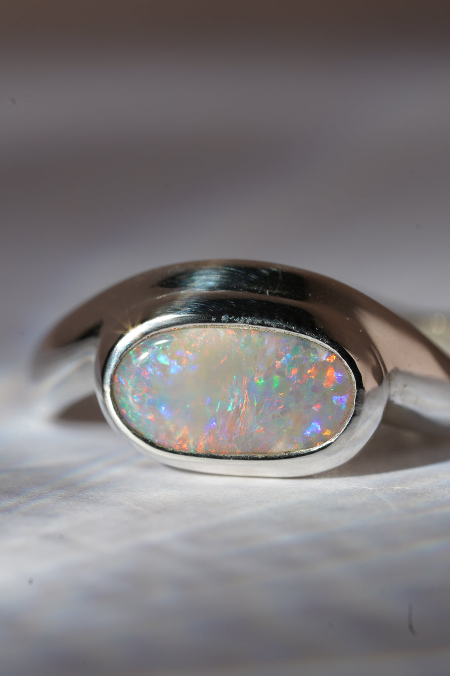Pink opal wave ring
