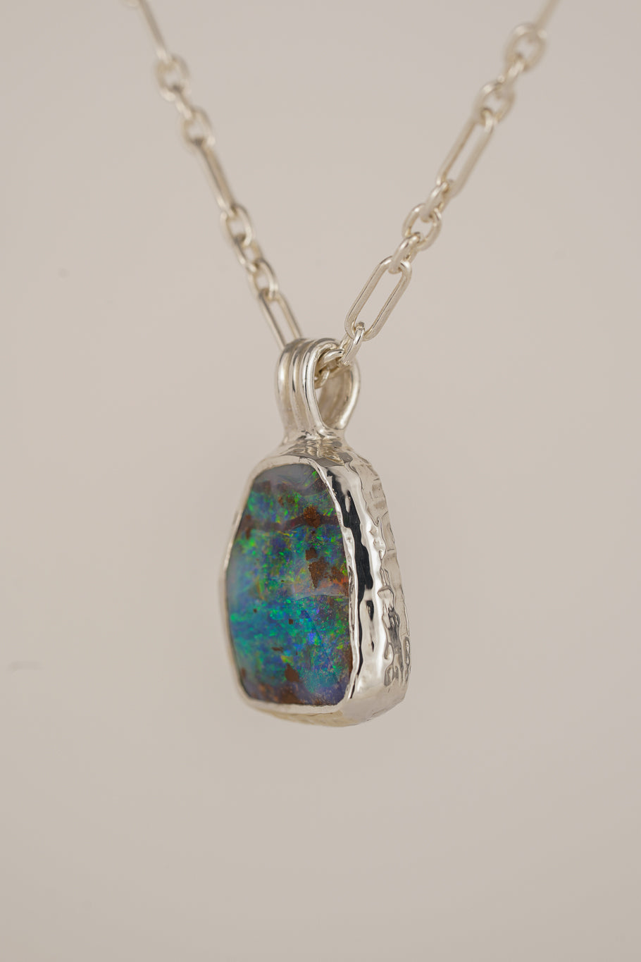 Large blue boulder opal pendant