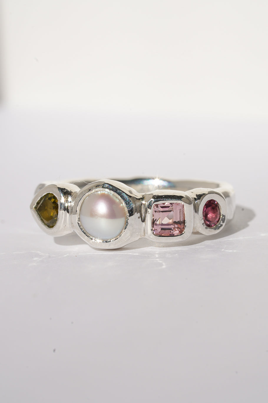 Tourmaline & pearl ring band - 2