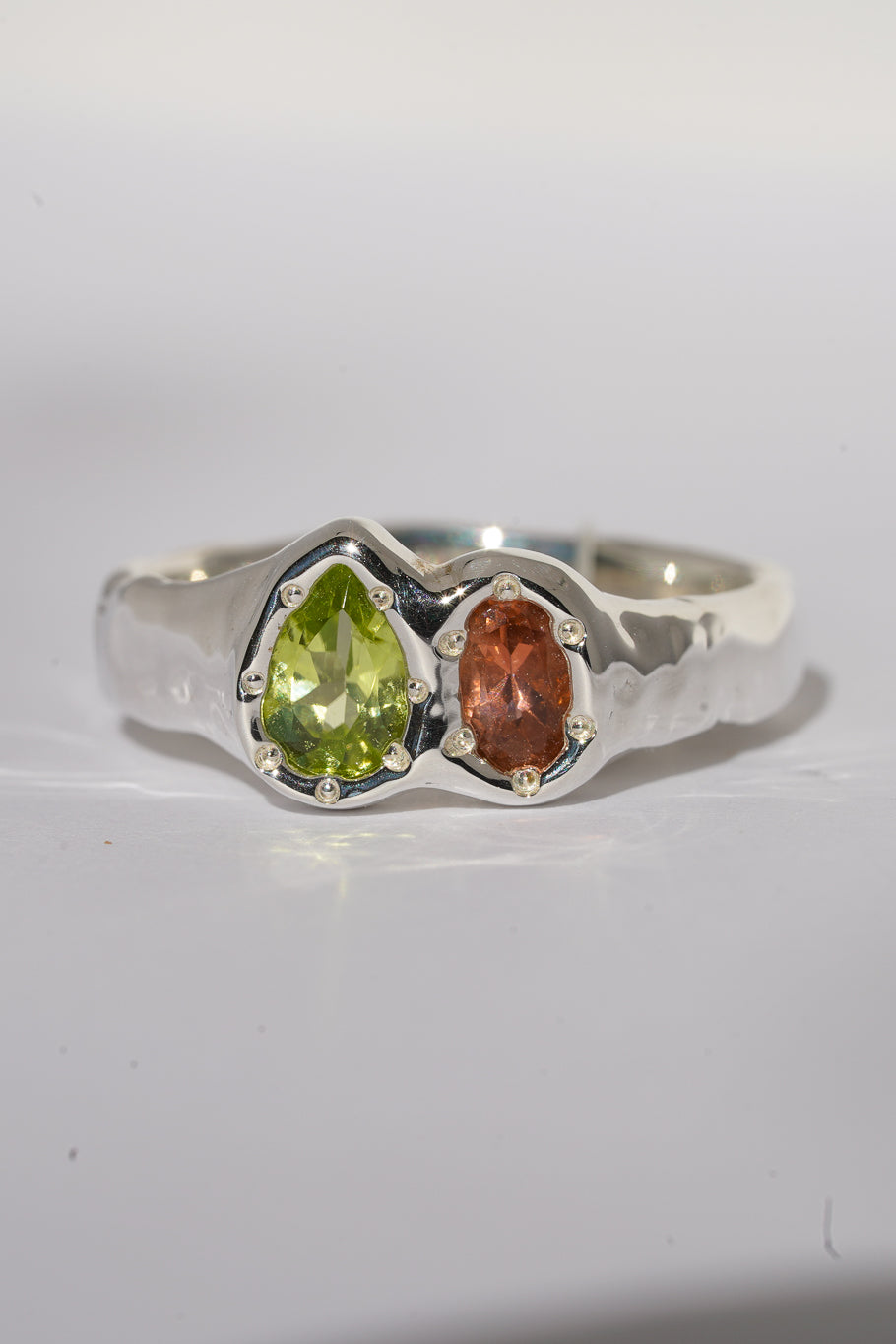 Peridot & pink tourmaline ring