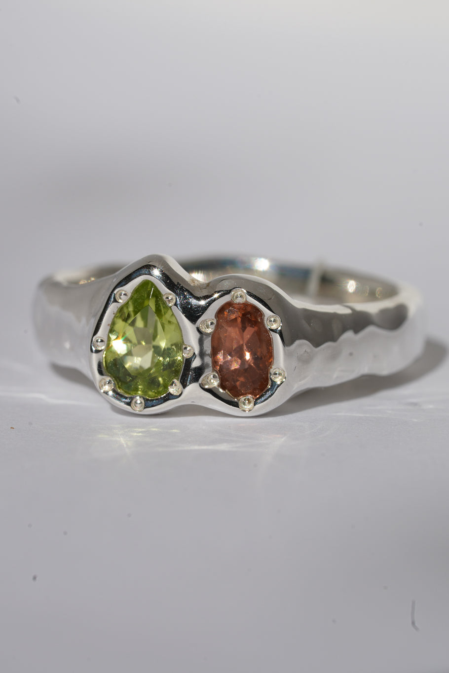 Peridot & pink tourmaline ring