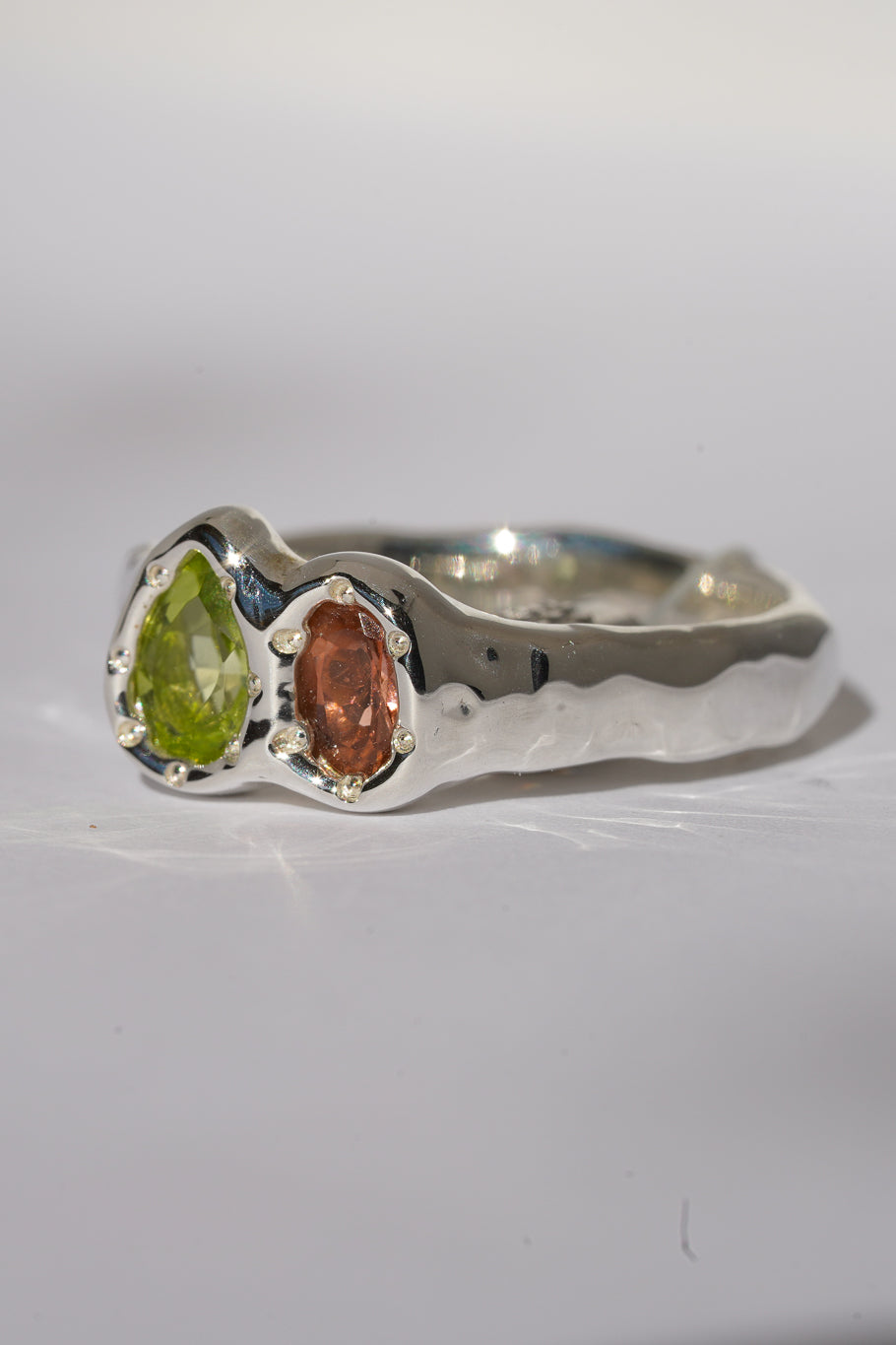 Peridot & pink tourmaline ring